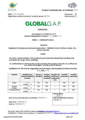 Global GAP certificate